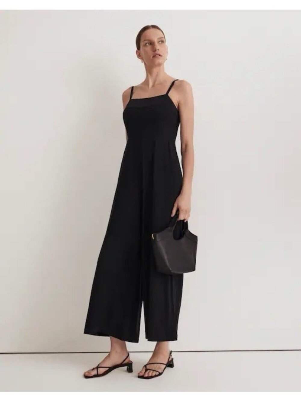 Madewell 14 Black Wide Leg Jumpsuit Sleeveless Adjustable Strap Pockets